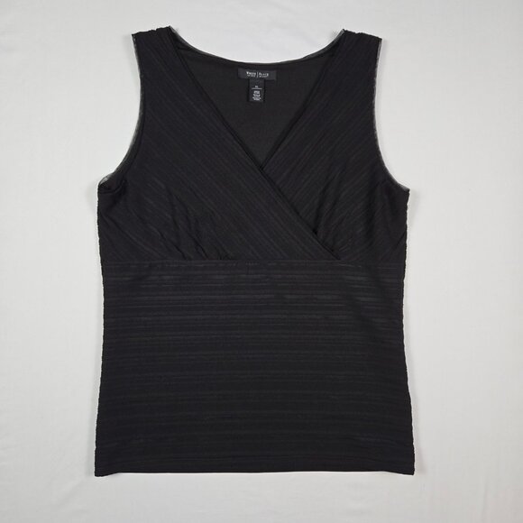 White House Black Market Minimalist Black Surplice Sleeveless‎ Top Women’s XL - Picture 5 of 14